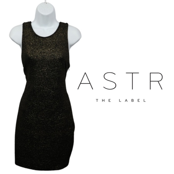 ASTR The Label Metallic Black Sleeveless Glitter Party Bodycon Mini Dress - LG - Picture 1 of 12